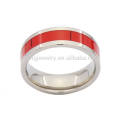Titanium and wood silver wedding band ring, mens red wooden ring